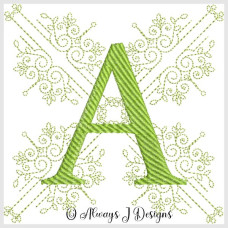 ALW343 Green scroll Alphabet