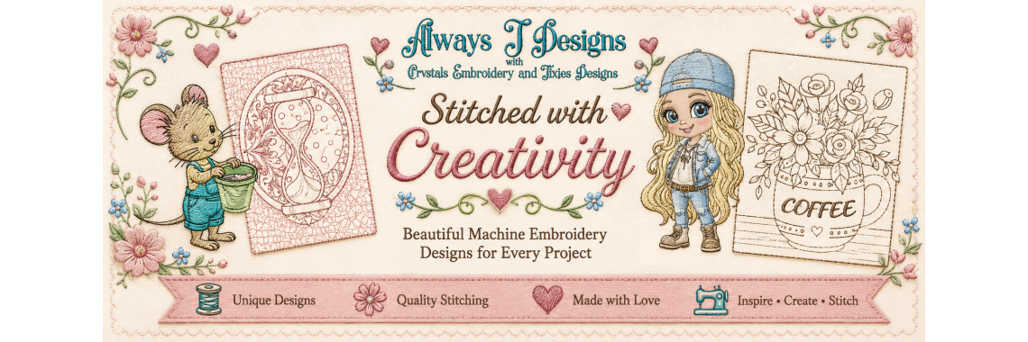 Always J Designs with Crystals Embroidery and Tixies Designs